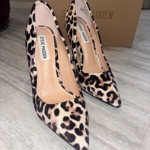 Steve Madden Leopard-Print Pointed Toe Pumps - Black/Brown/Cream